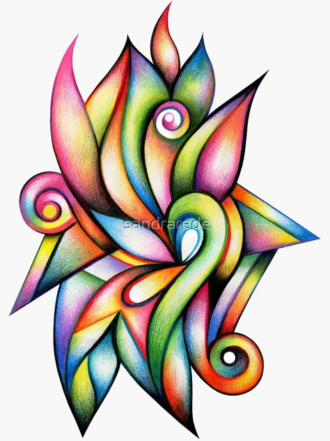 "Star" Sticker by sandrarede | Redbubble Abstract Art Pencil Colour, Abstract Colour Pencil Drawings, Easy Colour Pencil Art, Abstract Drawing Ideas Pencil, Colour Shading Drawing, Colourful Drawing Ideas Easy, Color Pencil Art Drawings Easy, Colour Pencil Art Drawings, Colour Pencil Drawing Easy