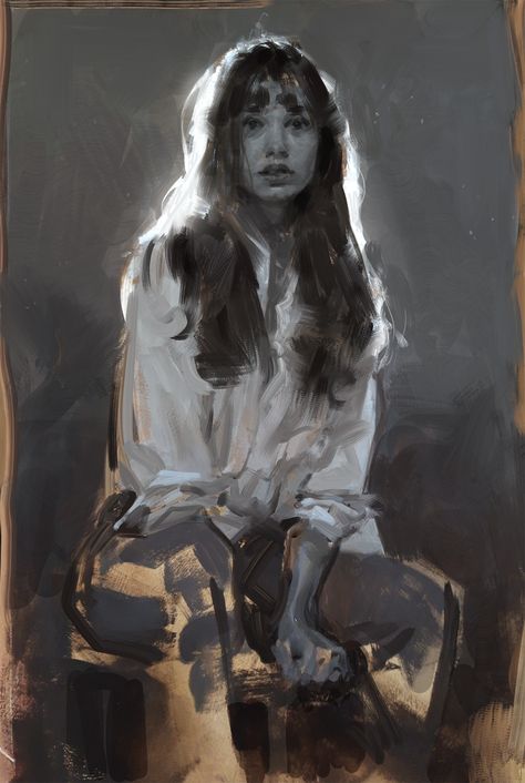 Ap Art Portrait, Artist Reference Artworks, Painting Practice Reference, Metaphorical Self Portrait, Oil Painting Studies, Art Portfolio Pieces, Portrait Value Study, Concept Art Sketchbook, Woman Looking Down Reference