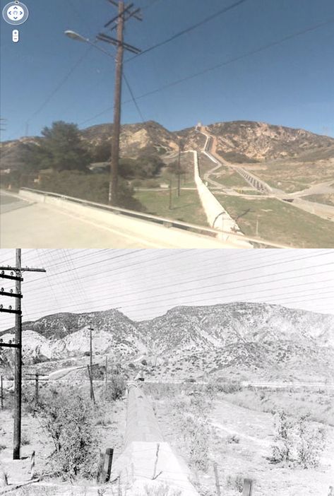 looking north from foothill boulevard from a point west of balboa boulevard in sylmar 1913 and now Water Runway, Sylmar California, California History, San Fernando Valley, History Pictures, Balboa, Southern California, And Now, Angeles