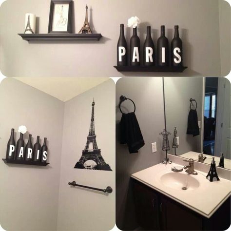 Ideas to spruce up my paris themed bathroom decor♡ Paris Theme Bathroom, Paris Themed Bedroom Decor, Paris Bathroom Decor, Paris Room Decor, Paris Bathroom, French Room, Paris Rooms, Amazing Bedroom Designs, Bathroom Decor Themes