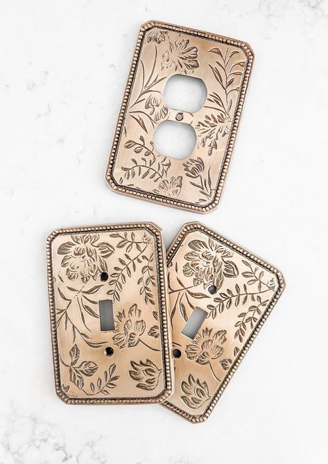 Floral Switch Plates, Anthropologie Switch Plate, Fancy Light Switch Covers, Copper Outlet Covers, Vintage Light Covers, Boho Outlet Covers, Vintage Electric Home Decor, Anthropologie Light Switch Cover, Nursery Light Switch Cover