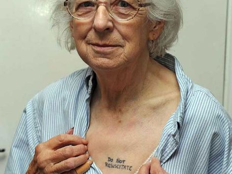 Old People With Tattoos - 30 Remarkable Collections | Design Press Do Not Resuscitate, Piercings Bonitos, Medical Profession, Badass Tattoos, Body Modifications, Skin Art, Body Mods, Picture Tattoos, Funny Things