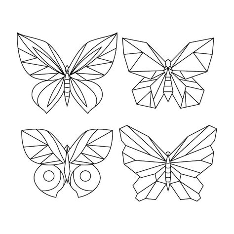 Geometric Butterfly Drawing, 3d Pen Ideas Patterns, 3d Pen Templates Free Printable, Geometric Art Flower, Geometric Butterfly Tattoo, Geometry Butterfly, Butterfly Pattern Design, Geometric Outline, 3d Pen Stencils