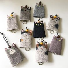 Felt Creations, Polymer Crafts, Felt Cat, Cat Doll, Cat Crafts, Wool Applique, Wet Felting, Felt Fabric, Felt Art