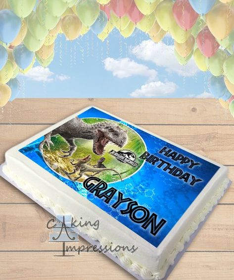 Jurasic Word, Movie Theme Cake, Jurassic World Cake, Jurassic World Indominus Rex, Dinosaur Food, Star Wars Birthday Cake, Naruto Birthday, Edible Image Cake Topper, Bday Party Kids