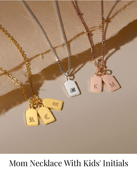 Mom deserves to feel loved every day. Our Mom Necklace With Kids' Initials, each is engraved on a delicate tag, is a constant reminder of the love that surrounds her, a love that comes from her children and the one who cherishes her. This kids' Initial Necklace makes a thoughtful gift for Mother's Day💖#KidsInitialsNecklace #EngravedNecklace, #GiftsforMothersDay, #CustomGifts #Momsgifts #GiftsForMother Mom Rings Stackable, Unique Mothers Rings, Mothers Ring Stackable, Mothers Day Necklace, Engraving Ideas, Mom Ring, Mother Jewelry, Awesome Gifts, Feel Loved