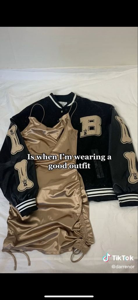 Varsity Jacket And Dress Outfit, Jacket And Dress Outfit, Clothes Hacks, Pinterest Life, Fashion Bella, Slay Outfits, Girls Dress Outfits, Everyday Clothing, Y2k Clothes