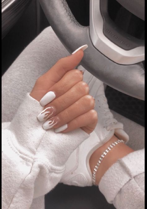 White Flame Nails, Flame Nails, Nail Polish, Nails, White