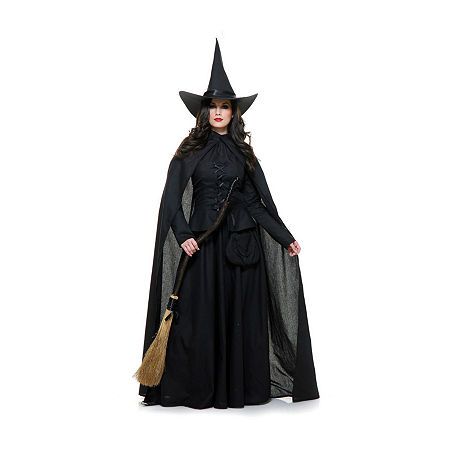 Fly on your broom, command your winged monkeys, and sling magic spells this halloween when you wear the women's wicked witch costume at your next party! This costume comes with a cape, a dress, a vest, a bag, and a hat. This costume does not come with shoes.# Pieces In Set: 5Character: the Wizard of oz.Base Material: 100% PolyesterCare: Hand WashCountry of Origin: Imported Wicked Witch Costume, Winged Monkeys, Karneval Diy, Witch Costume Diy, Deer Costume, The Suits, Black Halloween Dress, Womens Cosplay, Scary Halloween Costume