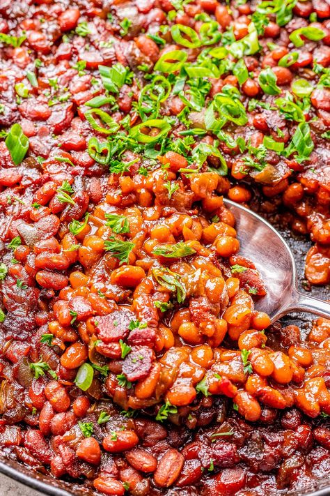 Dr Pepper Baked Beans - Not just any baked beans, these EASY baked beans with bacon, onions and peppers, also have Dr Pepper to give them FANTASTIC depth of flavor! Sweet-and-tangy, savory, hearty, and your NEW favorite baked beans recipe! Great side dish to serve at backyard barbecues, summer holidays, tailgating and game day parties, or anytime you need a comfort food recipe! Dr Pepper Baked Beans Recipe, Pioneer Woman Best Baked Beans Ever, B&m Baked Beans Recipe, Baked Beans Recipe Using Bushes Baked Beans, Perfectly Baked Beans Pioneer Woman, Canned Baked Beans, Baked Beans With Bacon, Slow Cooker Baked Beans, Easy Baked Beans