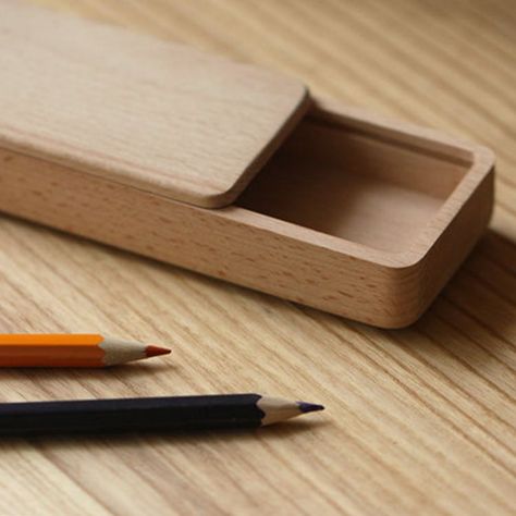 Wooden Pencil Box, Small Wood Box, Wooden Box Designs, Wooden Tool Boxes, Wooden Watch Box, Laser Cut Wood Crafts, Woodworking Bench Plans, Leather Pencil Case, Wooden Pencil