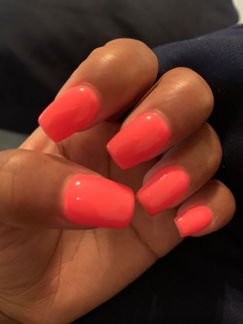 Short acrylic nails Coral Square Acrylic Nails, Coral Square Nails, Short Summer Acrylic Nails Square, Short Square Acrylic Nails Summer Colors, Coral Acrylic Nails, Coral Pink Nails, 2023 Nails, Acrylic Ideas, Summer Acrylic