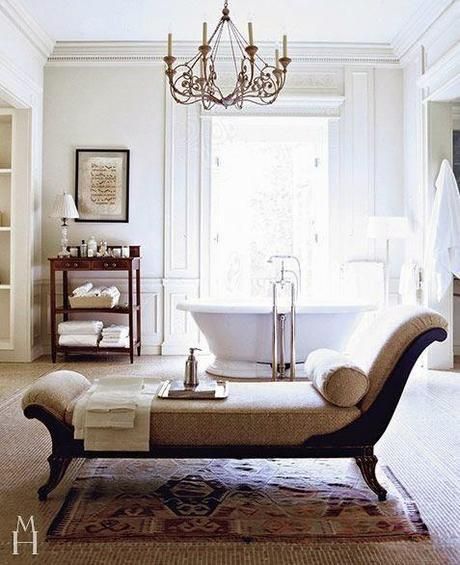 Gorgeous Dining Rooms, Living Rooms, And Offices - Paperblog Dream Bathrooms, Elegant Bathroom, Bath Room, Dining Room Living Room, Beautiful Bathrooms, Making Room, Design Interior, Kitchen And Bath, Chaise Lounge