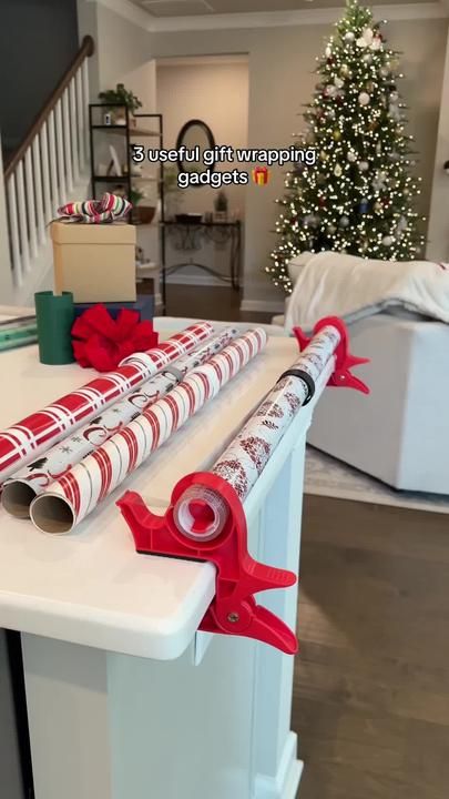 Catherine Grey on TikTok Christmas Gadgets, Wrapping Paper Holder, Gift Wrap Organization, Snowman Snow, Sleigh Bells, Grey Christmas, Christmas Hacks, Christmas Packaging, Tool Gifts