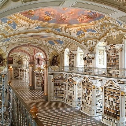 Library at the Benedictine Monastery in Admont, Austria. Kinda reminds me of Beauty and the Beast... Hiasan Dalaman Rumah, Istoria Artei, Dream Library, Beautiful Library, Baroque Architecture, Beautiful Architecture, Beautiful Buildings, Oh The Places Youll Go, Amazing Architecture