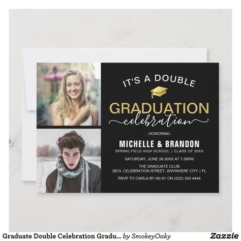 Double Graduation Party Invitations, Twin Graduation Party, Friends Graduation Party, Celebration Graduation, Graduation Invitations High School, Friend Graduation, Photo Graduation Announcement, Graduation Party Invitation, 30 September