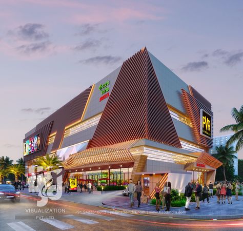 Mall Concept, Hotel Elevation, Commercial Facade, Acp Cladding, Shopping Center Architecture, Shopping Mall Design, Mall Facade, Shopping Mall Architecture, Commercial Design Exterior