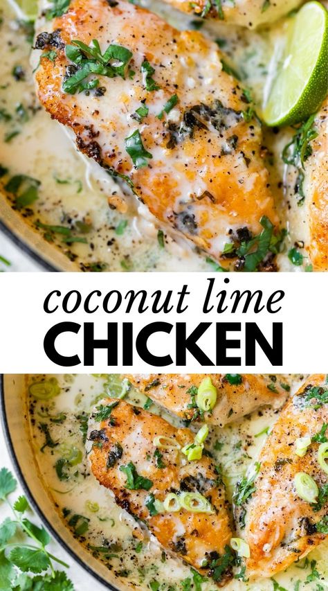 Coconut Lime Chicken, Coconut Sauce, Resep Diet, Health Dinner, Thigh Recipes, Lime Chicken, Health Dinner Recipes, Coconut Lime, Chicken Dishes Recipes