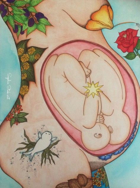 Mother With Twins, Twin Love, Twins Pregnancy, Getting Pregnant Tips, Birth Art, Pregnancy Art, Baby Art Projects, Professional Watercolor, Baby Tumblr