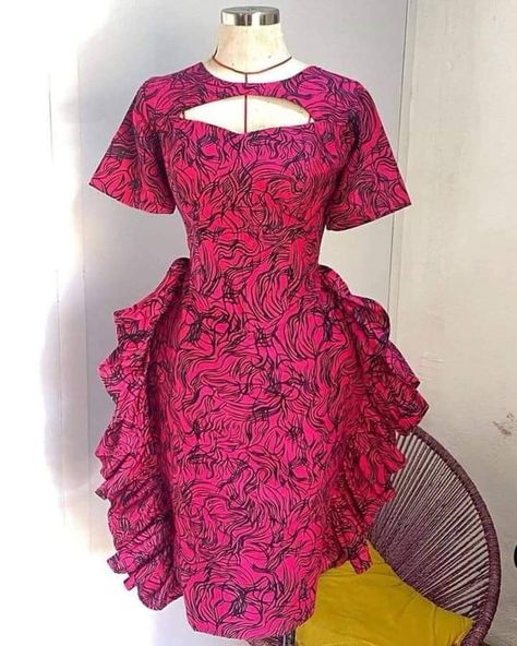 Short Ankara Dresses Classy 2024, Ankara Ruffle Dress, Chitenge Designs, Short Ankara Dresses Classy, Nigerian Attire, Short Ankara Dresses, Simple Dress Styles, Ankara Outfits, Ankara Dress Designs