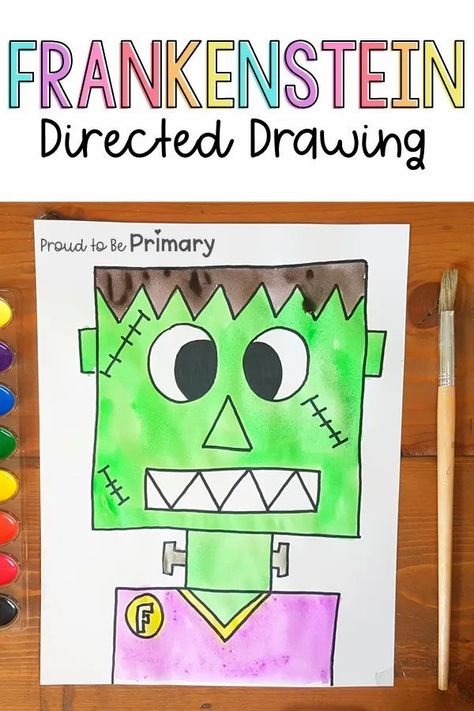 Frankenstein Drawing, Directed Drawing Kindergarten, Classroom Halloween Party, Halloween Art Projects, Halloween Kindergarten, October Ideas, October Activities, Halloween Writing, Fall Kindergarten