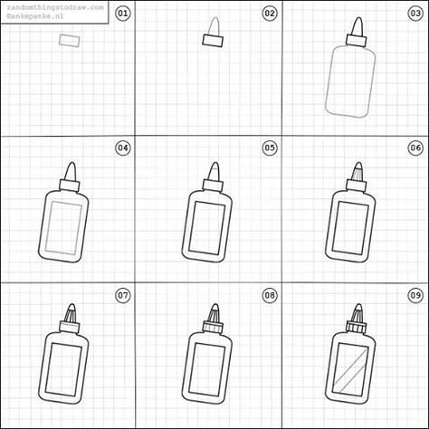 How to draw a bottle of glue. How To Draw A Bottle, Glue Drawing, Random Things To Draw, Calendar Doodles, Doodle Art For Beginners, Planner Doodles, Stay Curious, Simple Drawings, Things To Draw