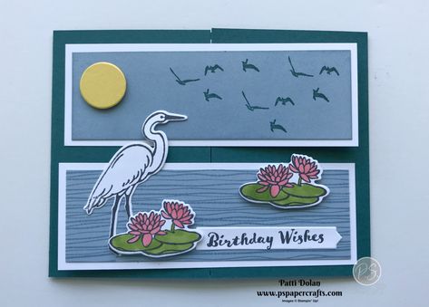 Lilypad Lake - Crossover Gate Fold Card Stampin Up Lovely Lily Pad Card Ideas, Lily Pond Lane Stampin Up Cards, Su Lovely Lily Pad Cards, Stampin Up Lilypad Lake, Lily Pad Lake, Gatefold Cards, Beach Cards, Make Your Own Card, 3d Cards