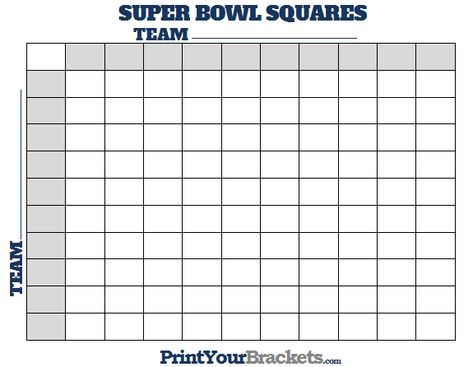 Super Bowl Squares - Printable Square Grid Super Bowl Pool, Super Bowl Squares, Football Squares Template, Boxes Template, Grid Printable, Superbowl Squares, Football Squares, Fundraiser Baskets, Office Pool