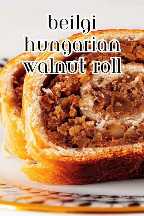 Discover the rich history behind Beigli, Hungarian walnut rolls.  These pastries have been a staple in Hungarian cuisine for centuries, enjoyed by families across generations.  Bring a touch of Hungarian heritage to  your table with this timeless recipe. Hungarian Kremes Recipe, Hungarian Walnut Roll, Beigli Hungarian, Hungarian Nut Roll, Hungarian Nut Roll Recipe, Walnut Rolls, Walnut Roll, Hungarian Cookies, Hungarian Dishes