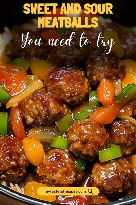 Dive into a plate of these irresistible sweet and sour meatballs! Perfectly tender and coated in a tangy sauce, they’re great as an appetizer or served over rice for a satisfying meal. Your family will be asking for seconds! Candied Meatballs, Bbq Meatballs And Rice, Meatballs Crockpot Sweet And Sour, Gluten Free Sweet And Sour Meatballs, Instant Pot Sweet And Sour Meatballs, Sweet And Sour Crockpot Meatballs, Crock Pot Sweet And Sour Meatballs, Sweet Sour Meatballs Crockpot, Meatball Dinner Ideas Easy Meals