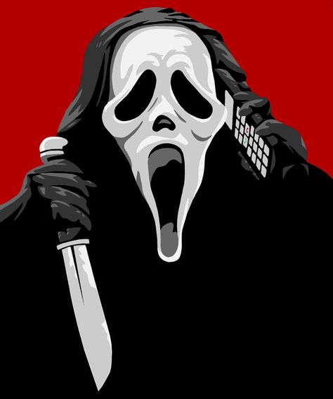 Ghostface Painting, Scary Movie 2000, 2000 Poster, Creepy Sketches, Phone Drawing, Helloween Wallpaper, Scream 1, Scream Franchise, Ghostface Scream