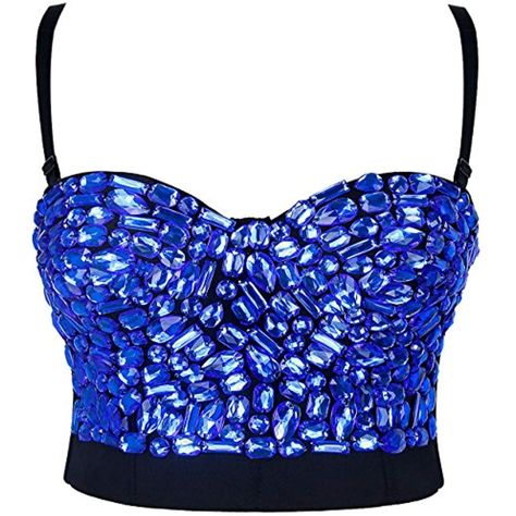 Women's Colorful Rhinestone Push Up Bra Clubwear Party Bustier Crop Top >>> Read more reviews of the product by visiting the link on the image. (This is an affiliate link) Rhinestone Bustier, Mermaid Bra, Mermaid Costume, Bralette Crop Top, Bralette Tops, Rhinestone Bead, Padded Bra, Bustier Top, Push Up Bra