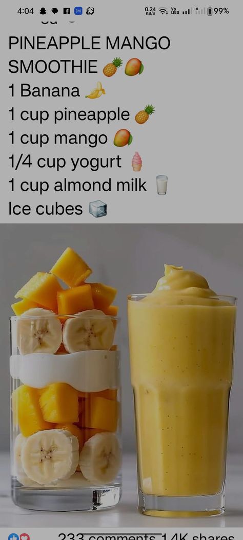 Mango And Banana Smoothie, Banana And Mango Smoothie Recipes, Smoothie Recipes Blueberry Banana, Blueberry Mango Smoothie, Constipation Smoothie, Pineapple Mango Banana Smoothie, Blueberry Banana Smoothie, Alkaline Diet Recipes, Smoothie Recipes Healthy Breakfast