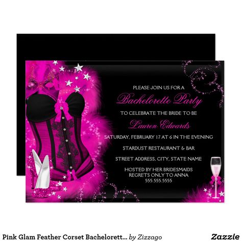 Pink Glam Feather Corset Bachelorette Party Invite Feather Corset, Bachelorette Party Invite, Pink Bachelorette Party, Pink Bachelorette, Pink Glam, Wedding Party Supplies, Bachelorette Party Invitations, Pink Feathers, Free Birthday Invitation Templates