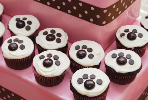 Paw Cupcakes, Build A Bear Party, Adorable Cupcakes, Puppy Cupcakes, Puppy Pals, Puppy Pawty, Cupcake Day, Junior Mints, Party Cupcakes