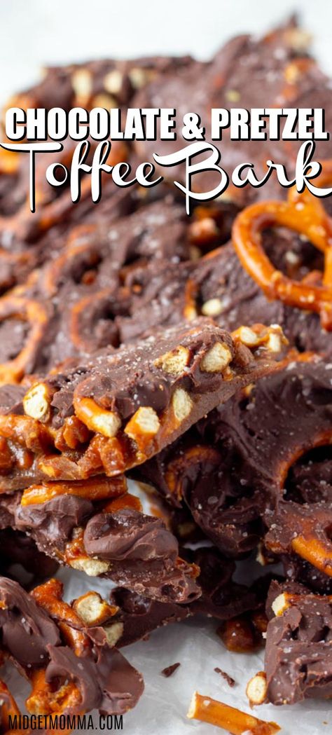 Pretzel Toffee Bark, Holiday Treats Recipes, Toffee Bark, Pretzel Toffee, Covered Pretzels, Pretzels Recipe, Chocolate Toffee, Bark Recipe, Chocolate Pretzels