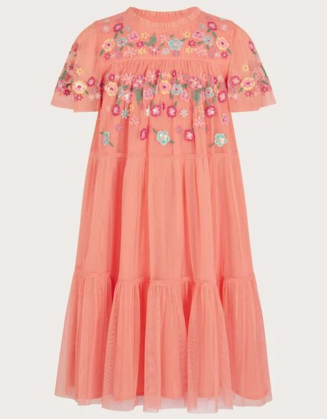 Girls' Dresses | Kids' Dresses | Monsoon UK Pinny Dress, Embroidered Tulle Dress, Embroidered Mesh Dress, Horse Dress, White Embroidered Dress, Angel Sleeves, Floaty Dress, Embroidered Tulle, Trapeze Dress