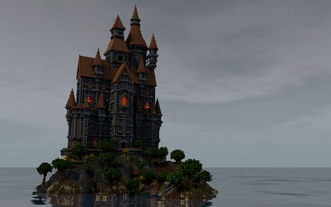 Goth Castle, Minecraft Building Designs, Castle Minecraft, Vampire House, Vampire Castle, Minecraft House Plans, Minecraft Cottage, Minecraft Castle, Dark Landscape