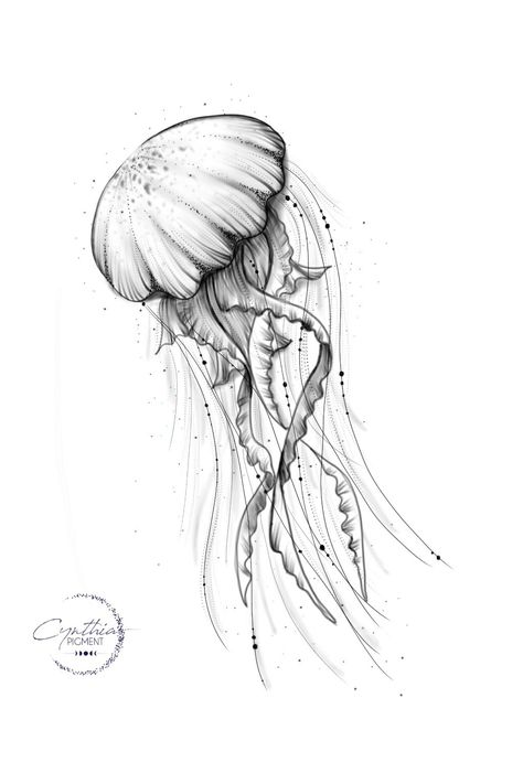 Jellyfish Tattoo Drawing, Jellyfish Realistic Drawing, Jellyfish Drawing Aesthetic, Jellyfish Line Art, Jellyfish Tattoo Design, Medusa Animal, Jellyfish Sketch, Rib Tattoo Placements, Tattoo Jellyfish