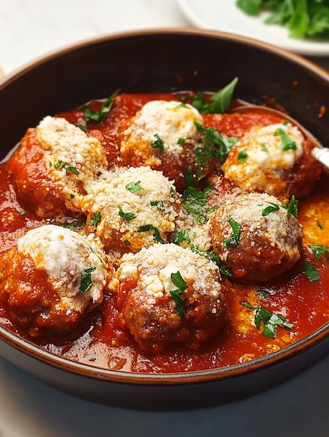 Ricotta Meatballs Recipe, Pork Ricotta Meatballs, Pork And Ricotta Meatballs, Italian Meatball Dinner Ideas, Tuscan Meatballs, Italian Meatball Recipes, Traditional Meatballs, Chicken Ricotta Meatballs, Classic Italian Meatballs