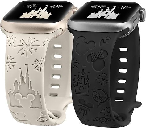 Girovo 2 Packs Cartoon Engraved Bands Compatible with Apple Watch Bands 38mm 40mm 41mm 44mm 45mm 42mm 49mm Women, Cute Anime Designer Soft Silicone Strap for iWatch Series Disney Apple Watch Band, Cute Apple Watch Bands, Timex Indiglo, Anne Klein Watch, Art Deco Watch, Disney Watches, Apple Band, Rhinestone Watches, 38mm Apple Watch Band