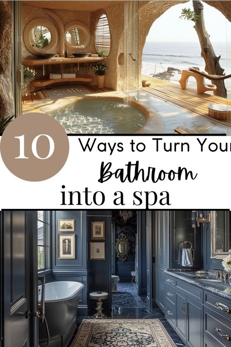 Turn your everyday bathroom into a luxurious retreat with these spa bathroom ideas that will help you create a statement bathroom. Discover tips for incorporating calming colors, plush textures, and serene elements that evoke a spa-like ambiance. From elegant fixtures to soothing lighting, these ideas will inspire you to create a relaxing oasis in your own home. #spabathroom ideas #Statementbathroom #darkandmoody #costalmodern #interiordesign Small Spa Bathroom, Bathroom Lighting Inspiration, Statement Bathroom, Spa Bathroom Ideas, Bathroom Into A Spa, Moody Bathroom, Luxury Spa Bathroom, Botanical Bathroom, Modern Tudor