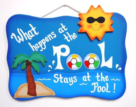 Funny Outdoor Pool Sign - What Happens at the Pool, Stays at the Pool on Etsy, $16.95 Relaxing Summer Porches, Barn Pool, Swimming Pool Decorations, Pool Quotes, Swimming Pool Signs, Signs With Quotes, Pool Paint, Relaxing Summer, Patio Signs