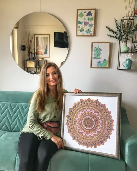 Framed Mandala Art, Orange Mandala, Mandala Wall Decor, Mandala Wall Hanging, Boho Mandala, Mandala Design Pattern, Mandala Art Lesson, Mandala Wall, Mandala Wall Art