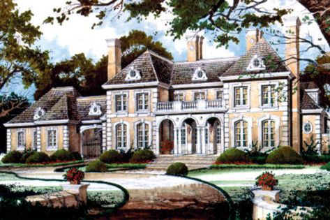 European Style House Plan - 4 Beds 3.5 Baths 5130 Sq/Ft Plan #429-43 - Houseplans.com Bathroom French Country, Neoclassical House, Classical House, Bay House, European House, Luxury House Plans, Best House Plans, Dream House Plans, Manor House