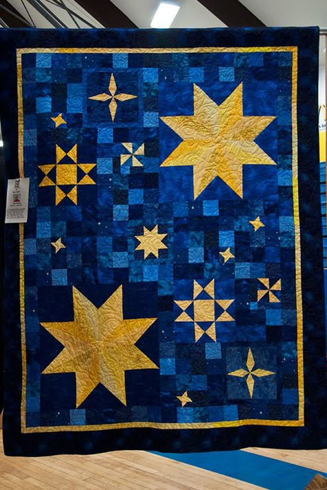 Space Themed Quilt Patterns, Space Quilts Ideas, Celestial Quilt Pattern, Whimsigoth Quilt, Space Quilt Pattern, Celestial Quilt, Night Sky Quilt, Space Baby Quilt, Moon Quilt Pattern