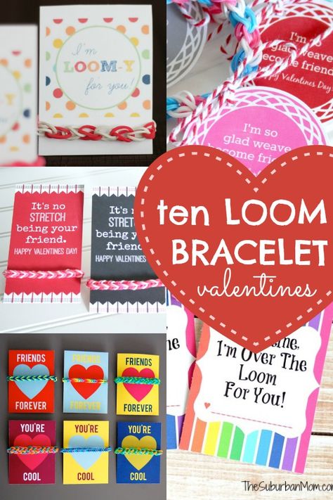 10 Loom Bracelet Valentines + Printable Tags #valentines #rainbowloom #loombracelet #printable Remodelaholic.com Free Printable Valentines Tags, Candy Free Valentines, General Gift Ideas, Candy Valentines, Valentines Printable, Bracelet Valentines, Valentines Gift Tags, Valentines Bracelets, Free Printable Tags