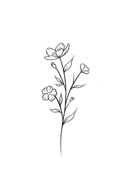 Simple Feminine Line Tattoos, Fine Art Flower Tattoo, Abstract Floral Line Art, Fine Line Flowers Design, Flower Tattoos Easy, Simplistic Flower Drawing, Line Art Tattoos Flower, Doodle Flower Tattoo, Flowers Fine Line Tattoo