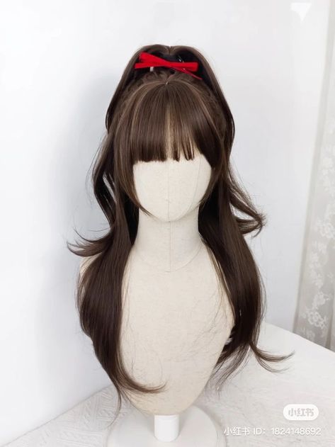 Asian Wigs, Pretty Hair Cuts, Hair Style Korea, Cosplay Hair, Kawaii Hairstyles, Pretty Hair Color, Hair Stylies, Hair Up Styles, Anime Hair