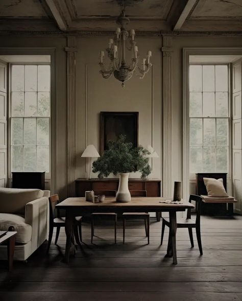 Axel Vervoordt Dining Room, Rainy Afternoon, Moody Interiors, Neutral Interiors, Vintage Interiors, Interiors Design, World Of Interiors, Art Architecture, Traditional Interior